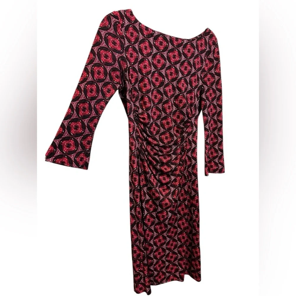 Tory Burch Elegant printed Red and Black Patterned knee length Dress size M